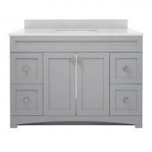 Foremost MXGVT4922-SWR - Monterrey 49'' Cool Grey Vanity with Silver Crystal White Engineered Stone Top
