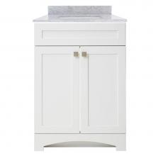 Foremost MXWVT2522-CWR - Monterrey 25'' Flat White Vanity with Carrara White Marble Top