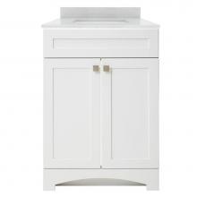 Foremost MXWVT2522-SWR - Monterrey 25'' Flat White Vanity with Silver Crystal White Engineered Stone Top