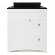 Foremost MXWVT3122-CWR - Monterrey 31'' Flat White Vanity with Carrara White Marble Top