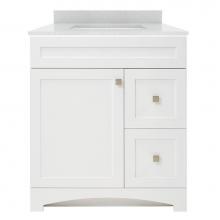 Foremost MXWVT3122-SWR - Monterrey 31'' Flat White Vanity with Silver Crystal White Engineered Stone Top