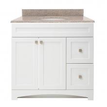 Foremost MXWVT3722-MB - Monterrey 37'' Flat White Vanity with Mohave Beige Granite Top