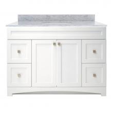 Foremost MXWVT4922-CWR - Monterrey 49'' Flat White Vanity with Carrara White Marble Top