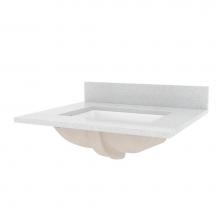 Foremost STE25228SWR - 25'' Silver Crystal White Engineered Stone Top with White Rectangular Bowl