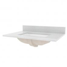 Foremost STE31228SWR - 31'' Silver Crystal White Engineered Stone Top with White Rectangular Bowl
