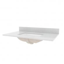 Foremost STE37228SWR - 37'' Silver Crystal White Engineered Stone Top with White Rectangular Bowl