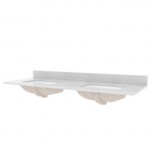 Foremost STE61228SWR - 61'' Silver Crystal White Engineered Stone Top with White Rectangular Bowls