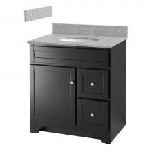 Foremost WREAT3021D-8M - Worthington 30 inch espresso bathroom vanity with meteorite gray granite top and white vitreous