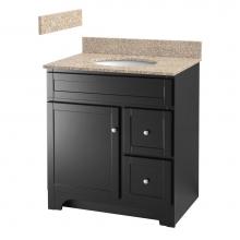 Foremost WREAT3021D-8W - Worthington 30 inch espresso bathroom vanity with wheat beige granite top and white vitreous