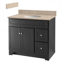 Foremost WREAT3621D-8W - Worthington 36 inch espresso bathroom vanity with wheat beige granite top and white vitreous