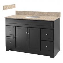 Foremost WREAT4821D-8W - Worthington 48 inch espresso bathroom vanity with wheat beige granite top and white vitreous