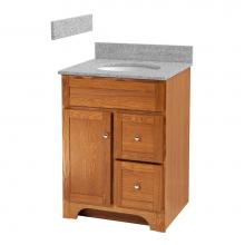 Foremost WROAT2421D-8M - Worthington 24 inch oak bathroom vanity with meteorite gray granite top and white vitreous china