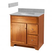 Foremost WROAT3021D-8M - Worthington 30 inch oak bathroom vanity with meteorite gray granite top and white vitreous china