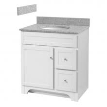 Foremost WRWAT3021D-8M - Worthington 30 inch white bathroom vanity with meteorite gray granite top and white vitreous