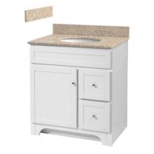 Foremost WRWAT3021D-8W - Worthington 30 inch white bathroom vanity with wheat beige granite top and white vitreous china