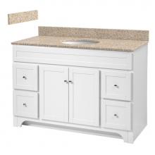 Foremost WRWAT4821D-8W - Worthington 48 inch white bathroom vanity with wheat beige granite top and white vitreous china