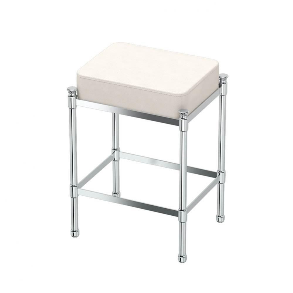 Rectangle White Leather Vanity Stool CH
