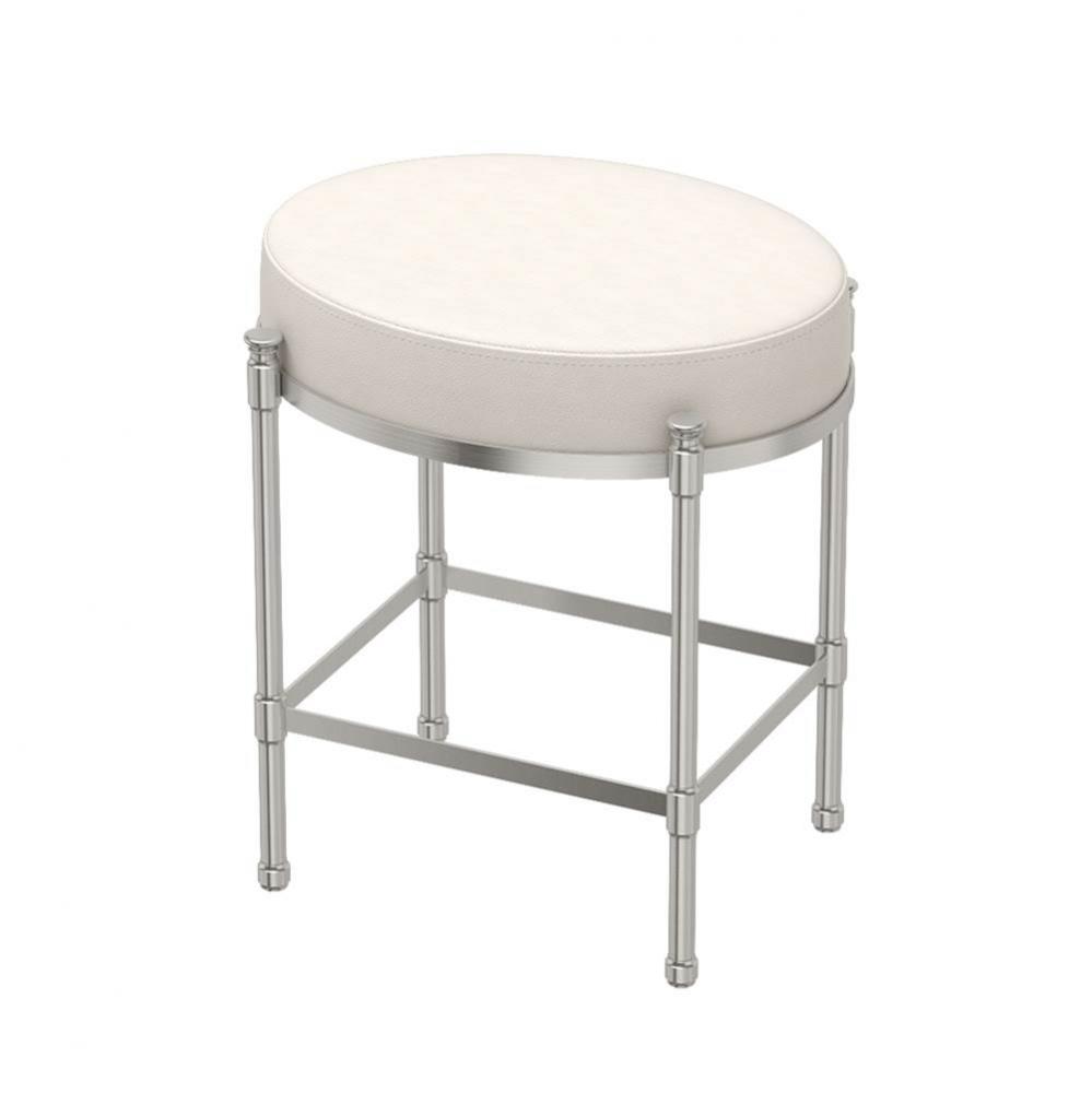 Oval White Leather Vanity Stool SN