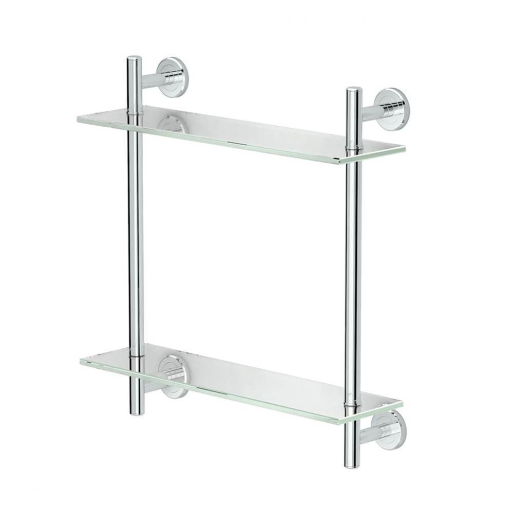 2-Tier Glass Shelf, 17''X18''X5'', Chrome