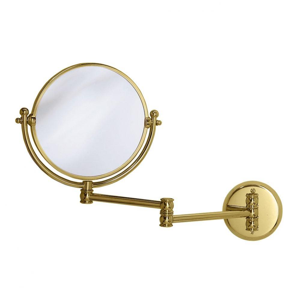 Swing Arm Mirror 7.5'' dia Polished Brass
