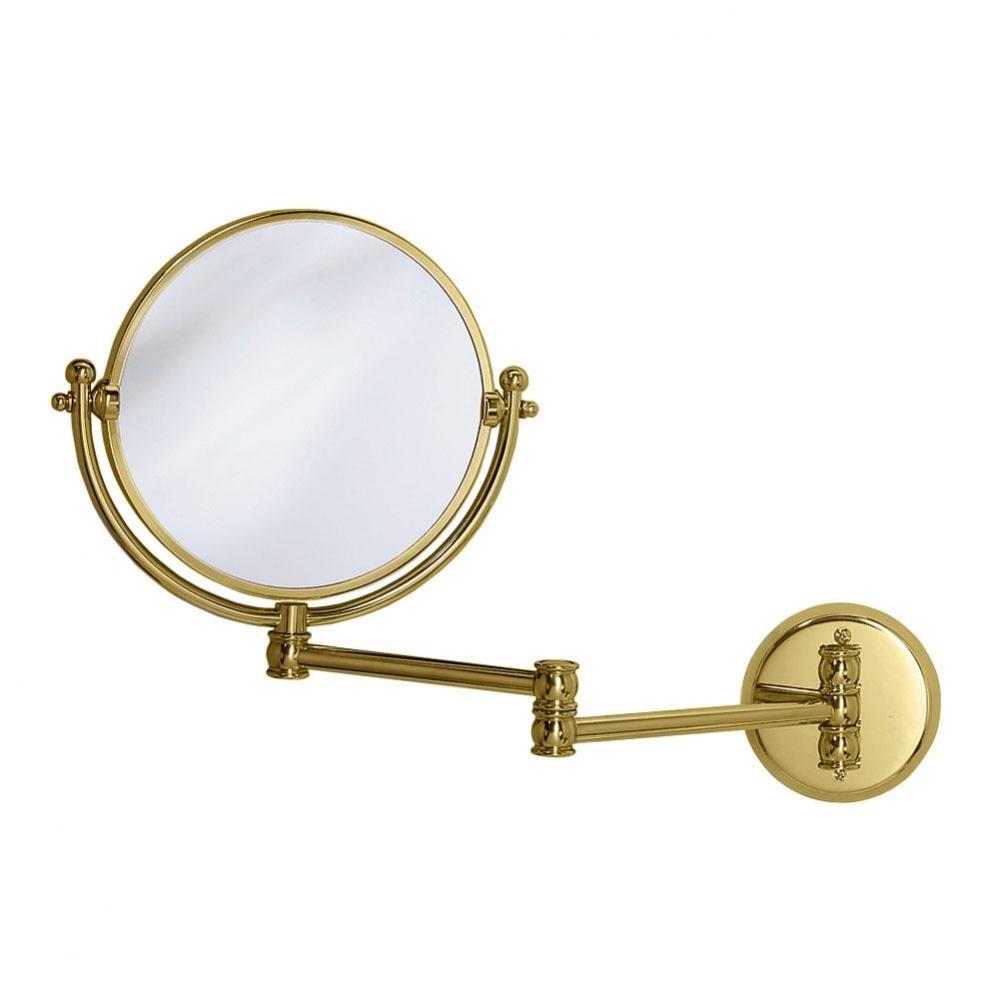 Swing Arm Wall Mirror, 7.5'' Dia., Polished Brass