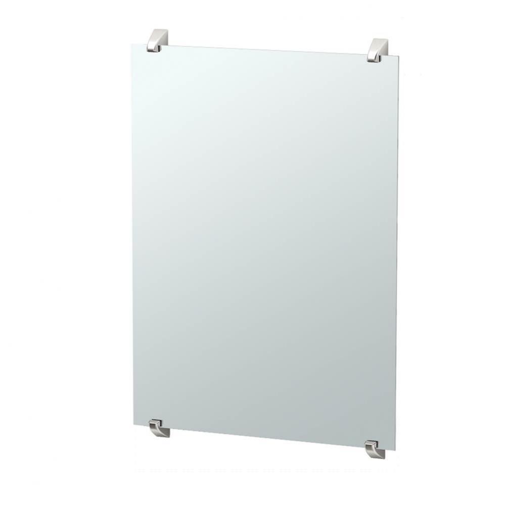 Quantra 30'' H Minimalist Frameless Rectangle Mirror, Satin Nickel