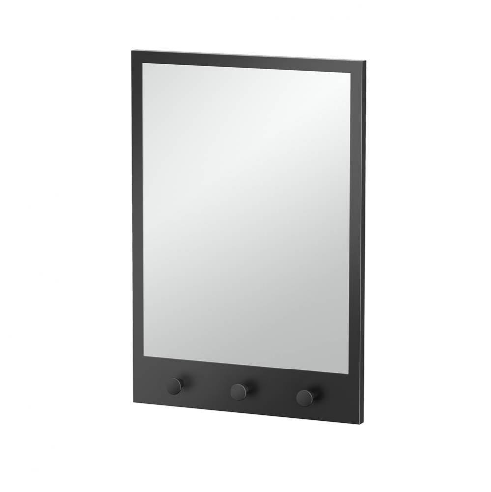 Wall Mirror, 3-Hooks, 29''X20'',Matte Blk