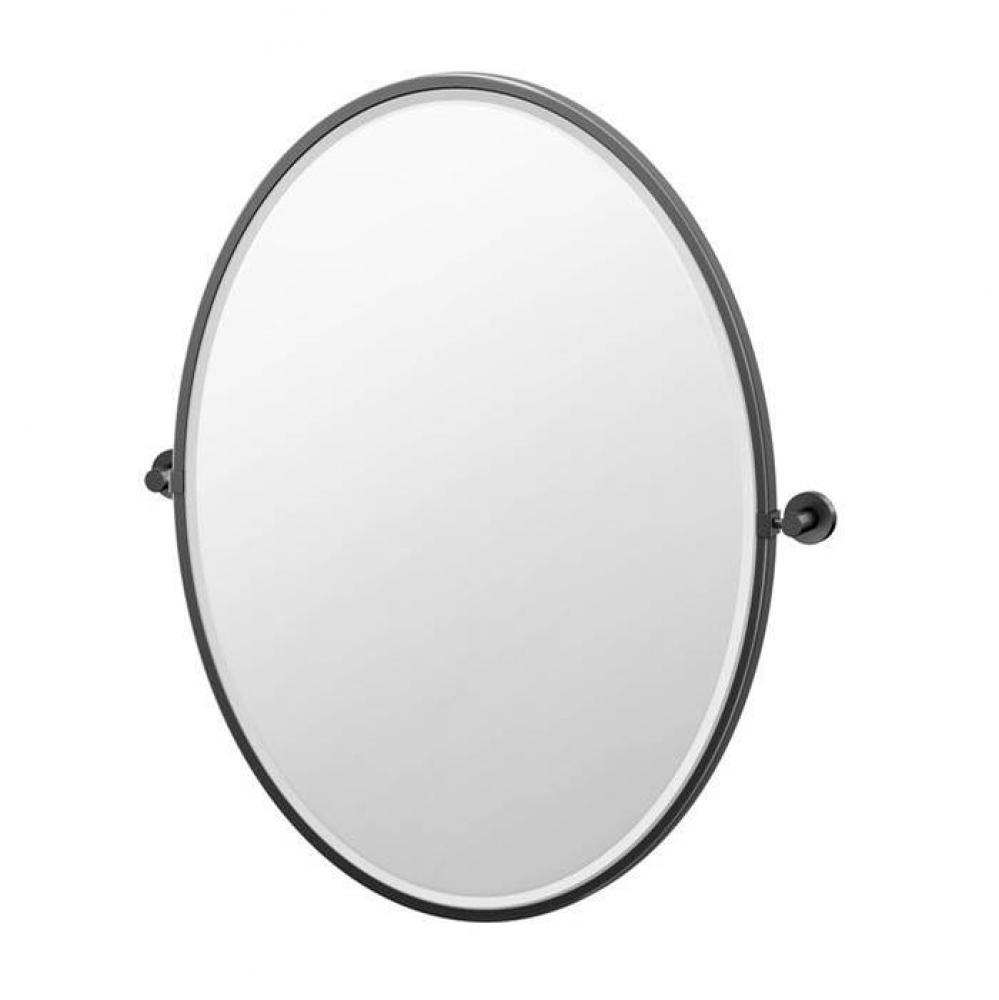Glam 33''H Framed Oval Mirror, Matte Black