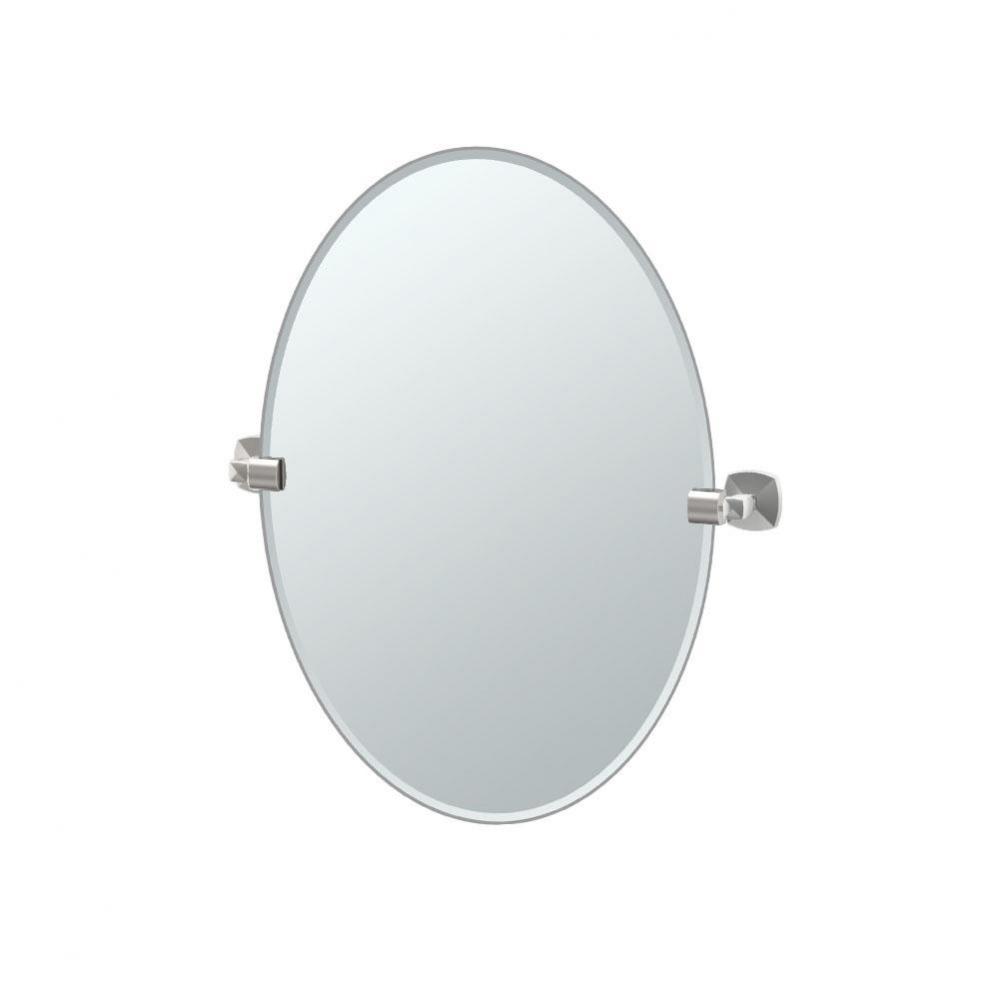 Jewel 26.5''H Frameless Oval Mirror, Satin Nickel