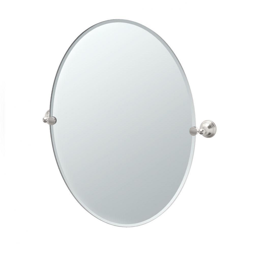Charlotte, 32''H Frameless Oval Mirror, Satin Nickel
