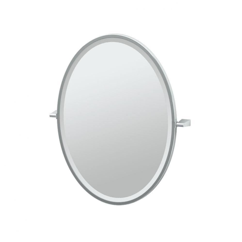 Bleu 27.5''H Framed Oval Mirror Chrome