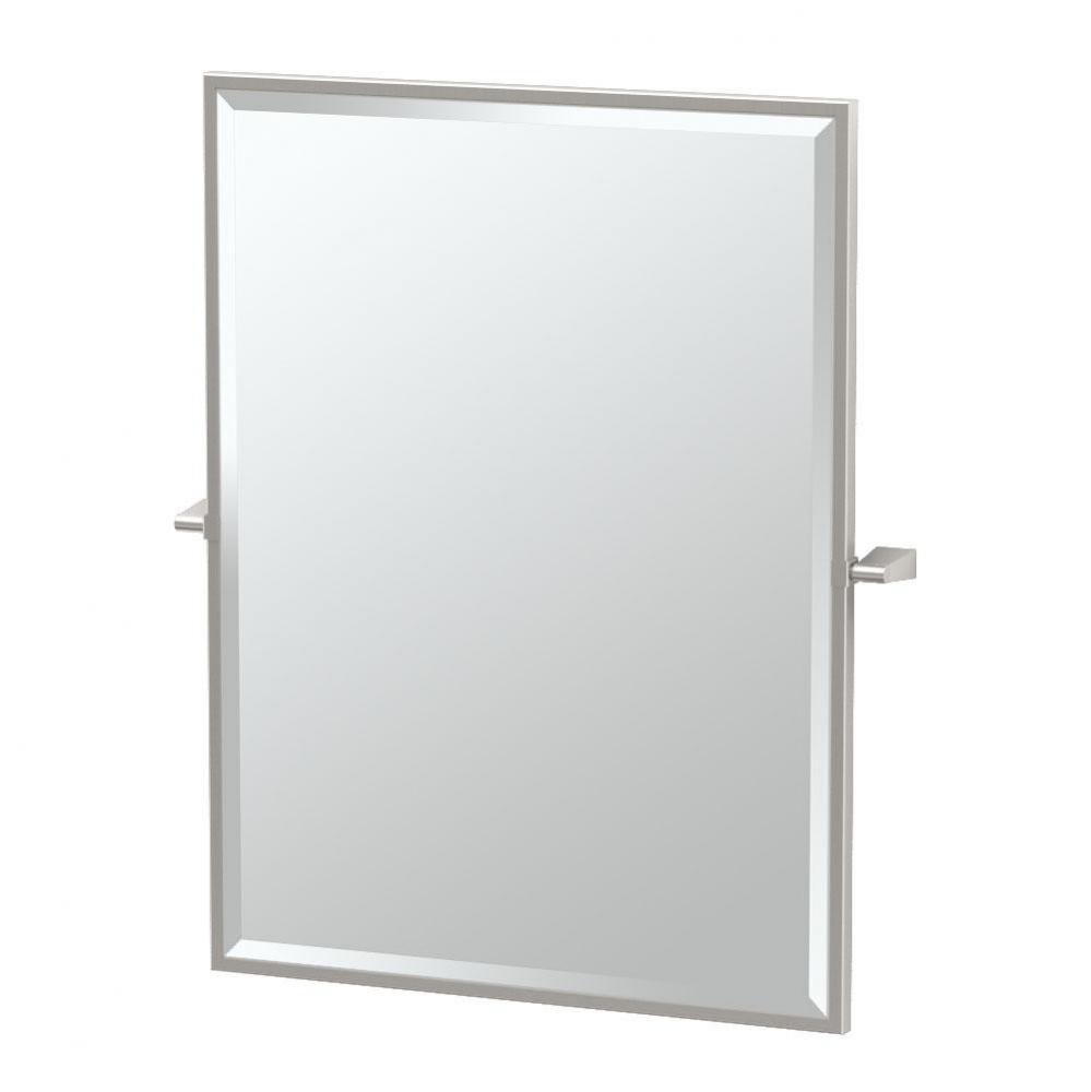 Bleu 32.5''H Framed Rectangle Mirror, Satin Nickel