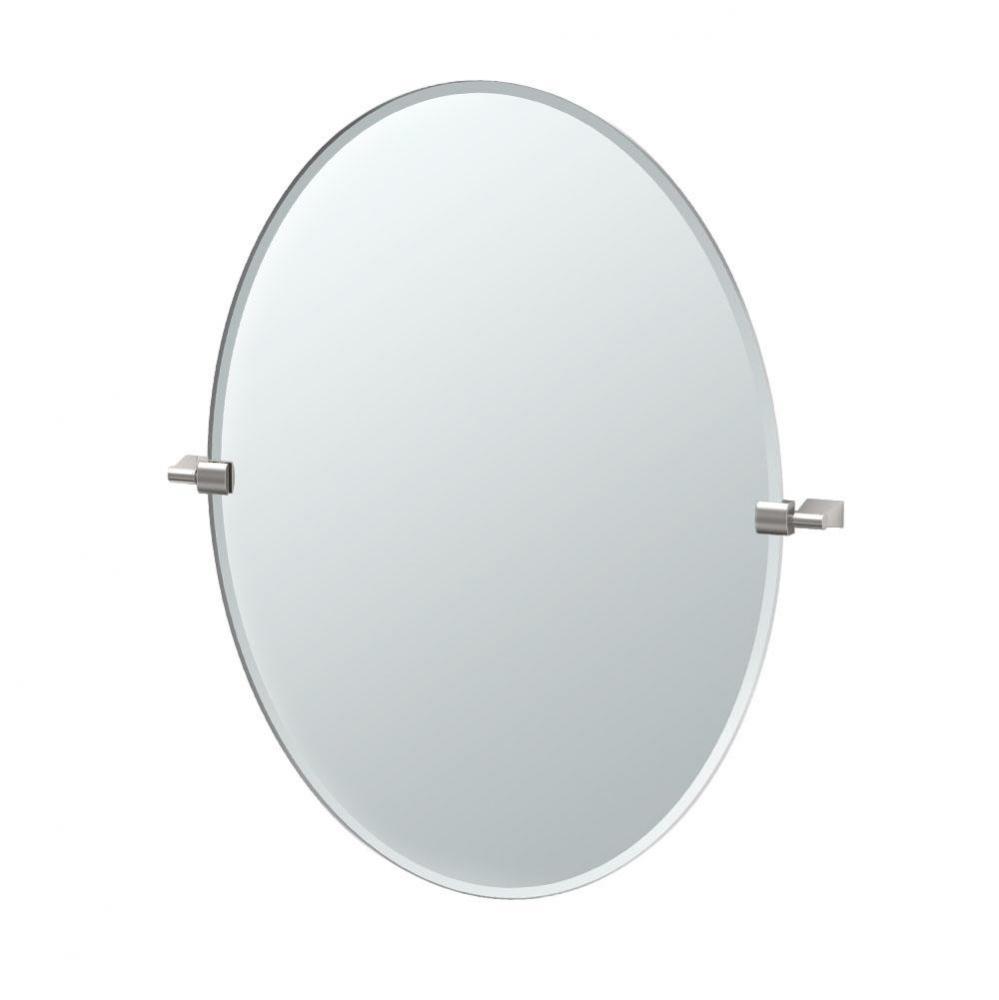 Bleu 32''H Frameless Oval Mirror, Satin Nickel