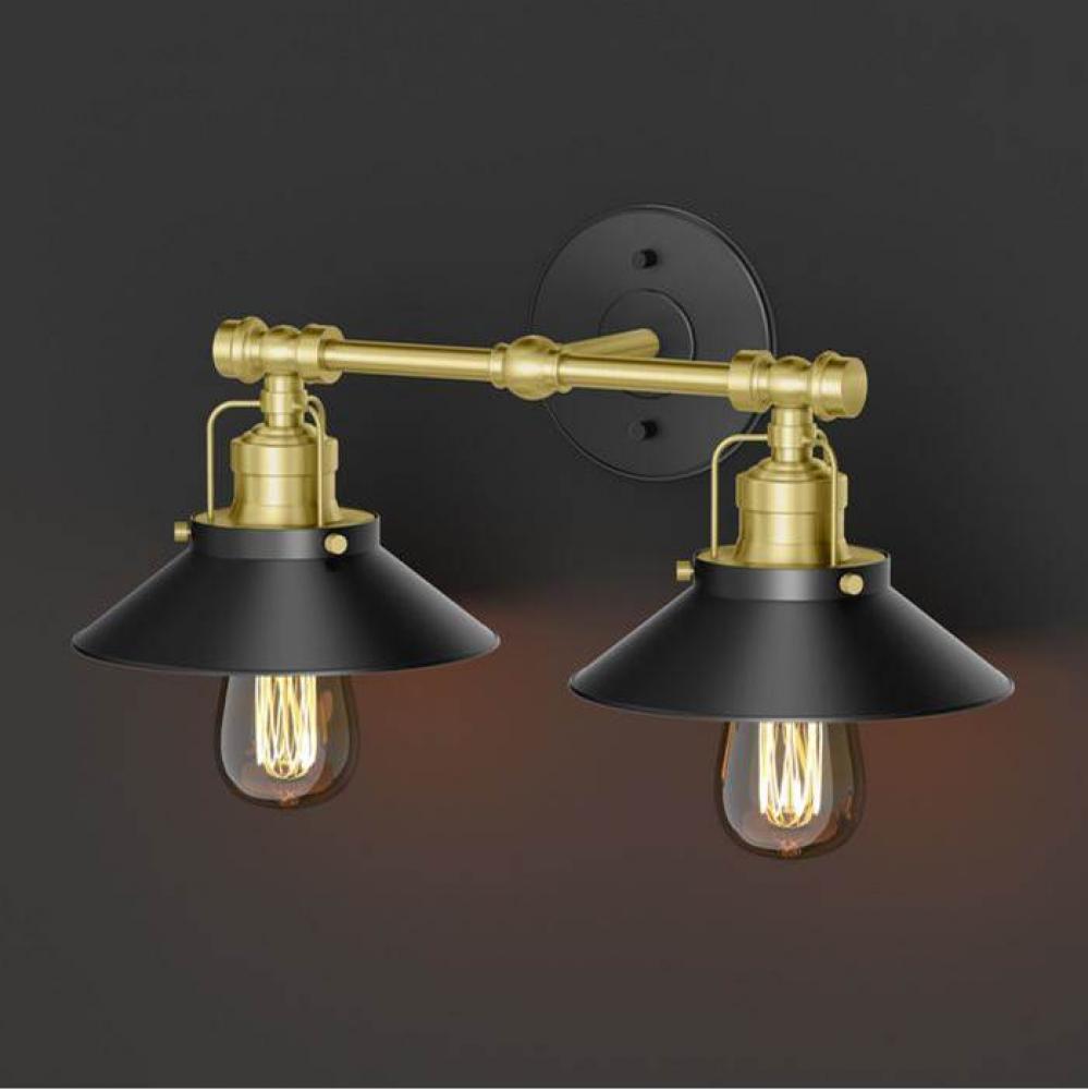 Modern Frmhs Metal Dbl Sconce MX/Brass