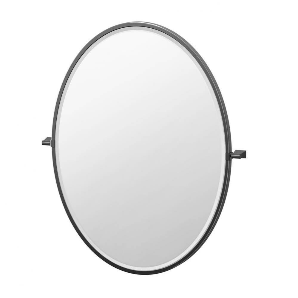 Bleu 33''H Framed Oval Mirror Matte Black