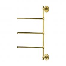 Gatco 1458 - 3-Arm Towel Bar 24'' H, Polished Brass