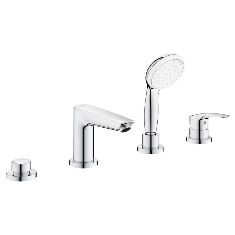 4-Hole Single Handle Deck Mount Roman Tub Faucet with 1.75 GPM Hand Shower