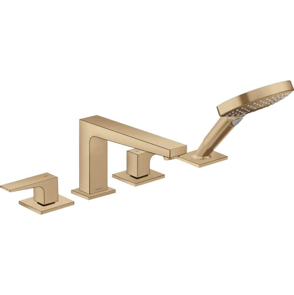 Metropol 4-Hole Roman Tub Set Trim with Lever Handles and 1.75 GPM Handshower in Brushed Bronze
