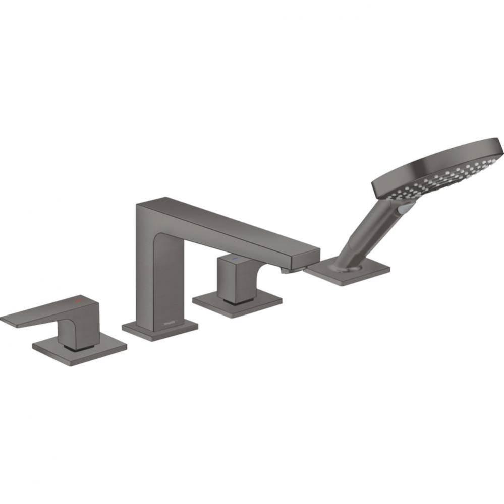 Metropol 4-Hole Roman Tub Set Trim with Lever Handles and 1.75 GPM Handshower in Brushed Black Chr