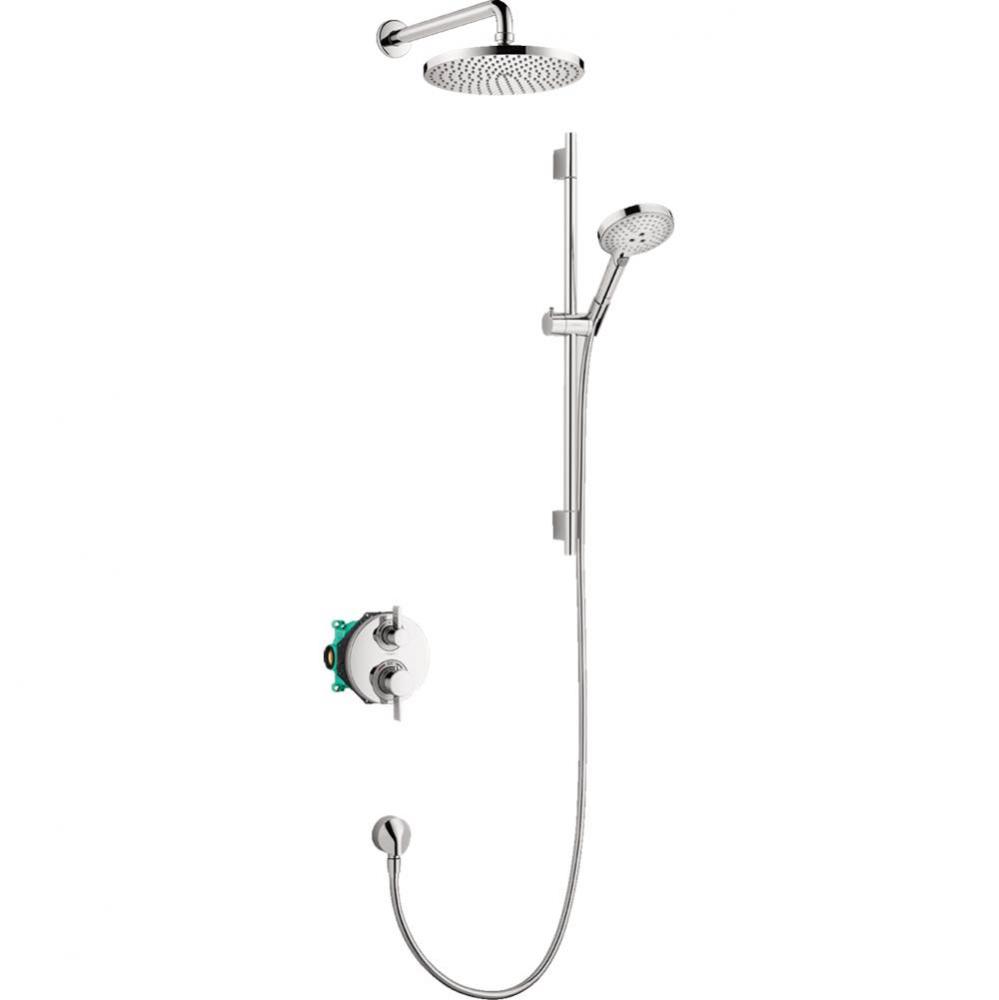 Raindance S Thermostatic Showerhead/Wallbar Set with Rough, 2.5 GPM in Chrome