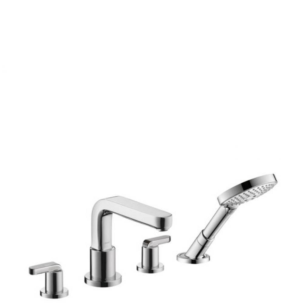 Metris S 4-Hole Roman Tub Set Trim with Lever Handles and 1.75 GPM Handshower in Chrome