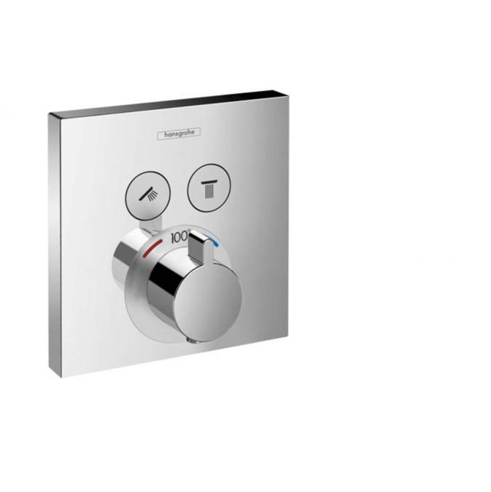 ShowerSelect Thermostatic Trim for 2 Functions, Square in Chrome