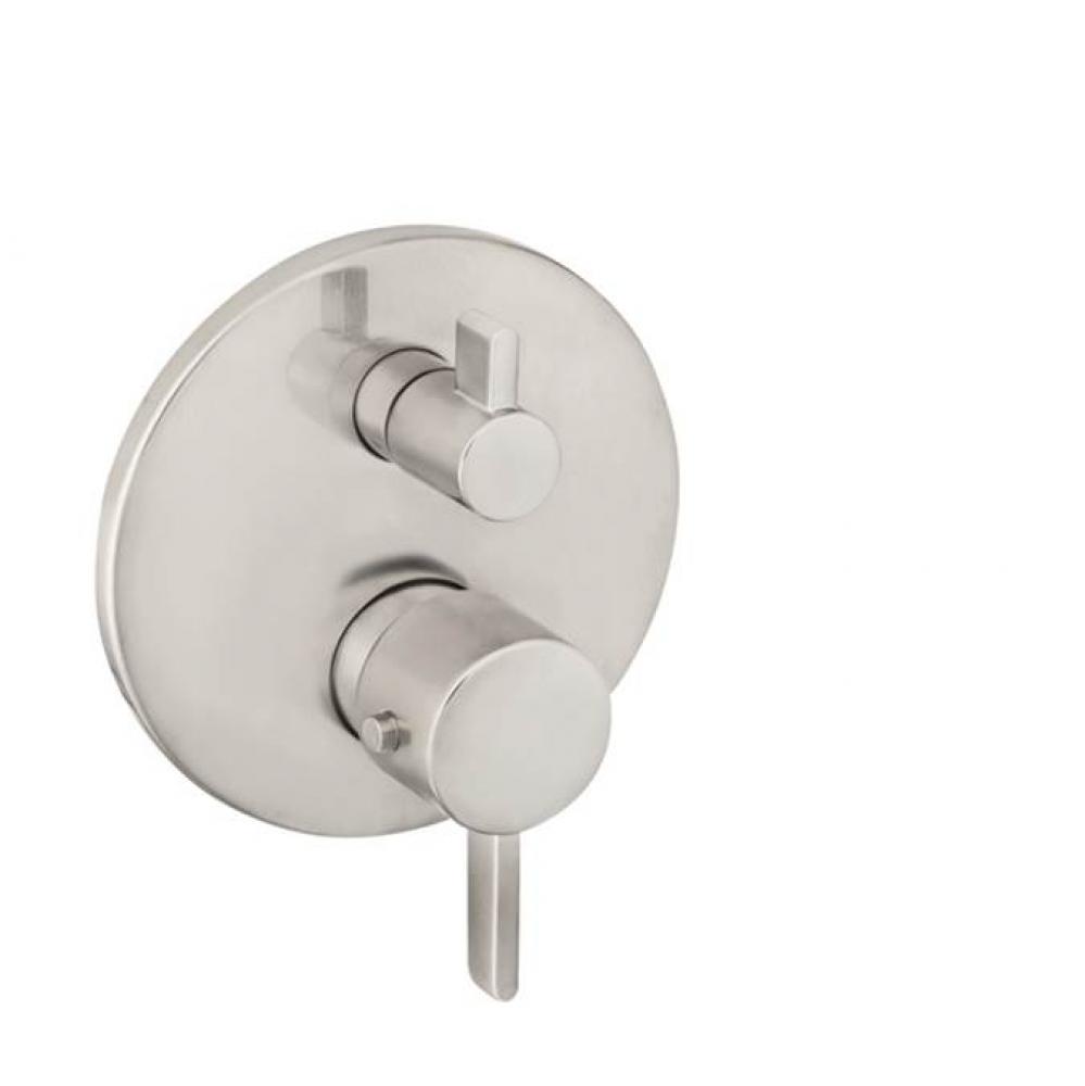 Ecostat Thermostatic Trim S with Volume Control and Diverter in Brushed Nickel