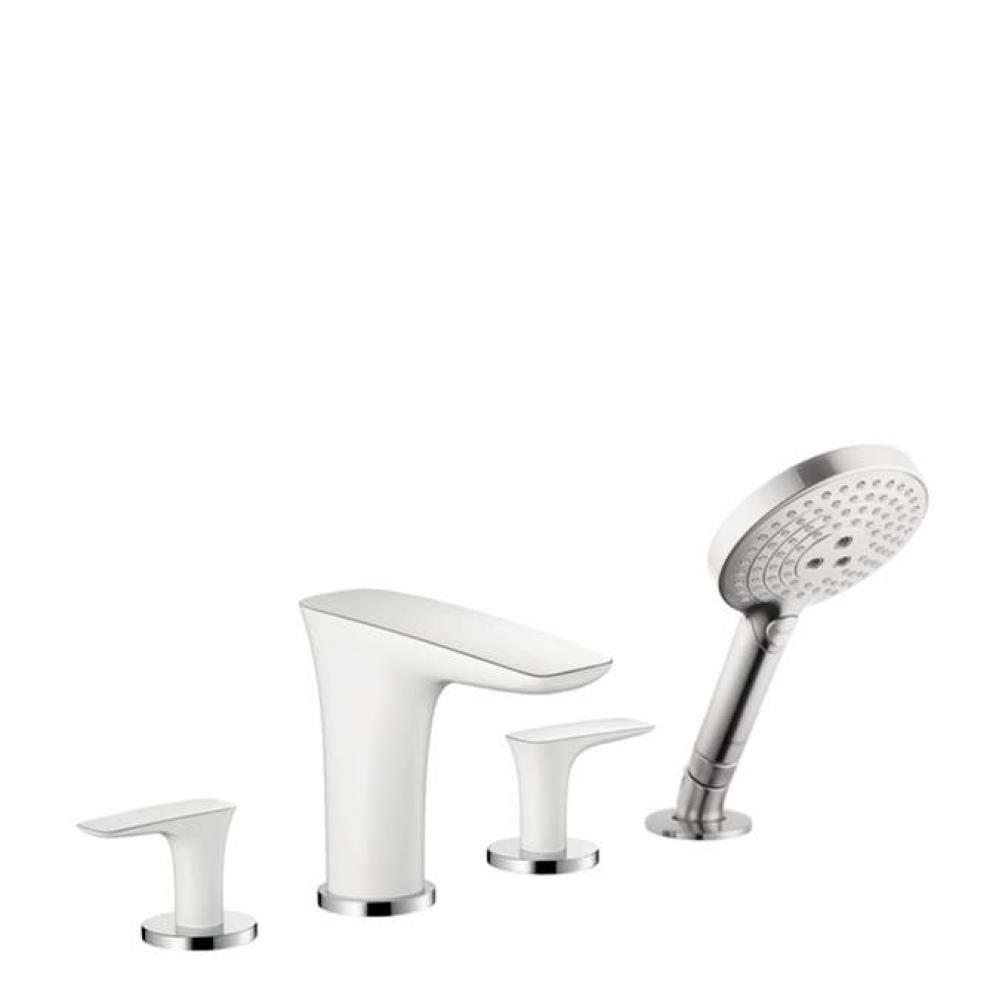 Puravida 4-Hole Roman Tub Set Trim With 1.75 Gpm Handshower In White/Chrome