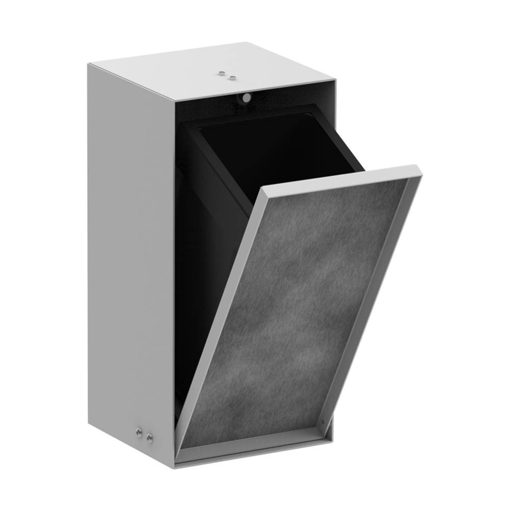 XtraStoris Rock Recessed Trash Bin with Shelf & Tileable Door in Matte White
