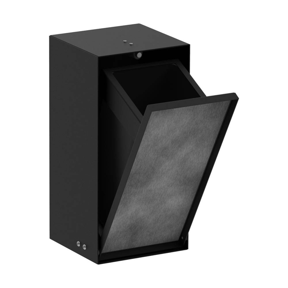 XtraStoris Rock Recessed Trash Bin with Shelf & Tileable Door in Matte Black