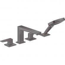 Hansgrohe 32557341 - Metropol 4-Hole Roman Tub Set Trim with Lever Handles and 1.75 GPM Handshower in Brushed Black Chr