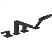 Hansgrohe 32557671 - Metropol 4-Hole Roman Tub Set Trim with Lever Handles and 1.75 GPM Handshower in Matte Black