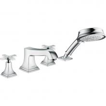Hansgrohe 31449001 - Metropol Classic 4-Hole Roman Tub Set Trim with Cross Handles and 1.8 GPM Handshower in Chrome