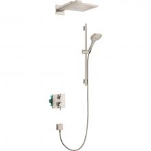 Hansgrohe 04914820 - Raindance E Thermostatic Showerhead/Wallbar Set with Rough, 2.0 GPM in Brushed Nickel